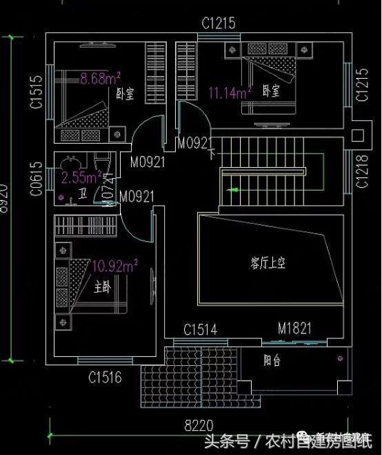 8X8米二層農(nóng)村別墅設(shè)計(jì)圖，戶型方正，精美大氣，造價(jià)經(jīng)濟(jì)實(shí)惠