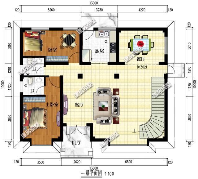 13x10米三層半農村別墅設計圖，精致漂亮，新中式+美式混搭外型，坦然接受鄰居的遠觀羨慕！