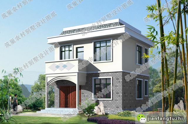 7×7米小戶型二層平頂別墅設(shè)計圖，造價不高，戶型時尚大氣