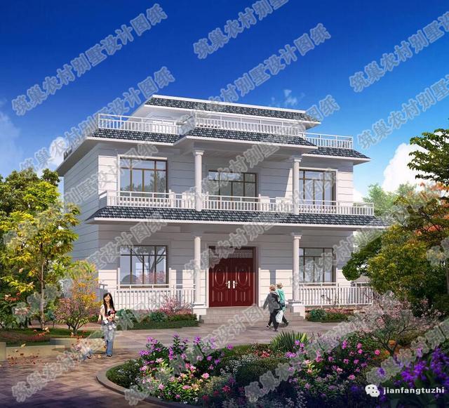 7×7米小戶型二層平頂別墅設(shè)計圖，造價不高，戶型時尚大氣