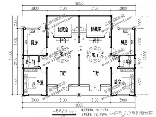 18X12.6米三層兄弟雙拼別墅設計圖，帶閣樓，經典低調，兄弟同堂不分家