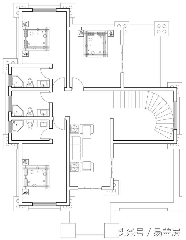 二層歐式別墅設計圖，結構多元化，溫暖大氣！