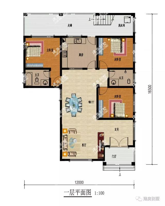 面寬12米的別墅設計圖，最便宜的主體造價20萬。