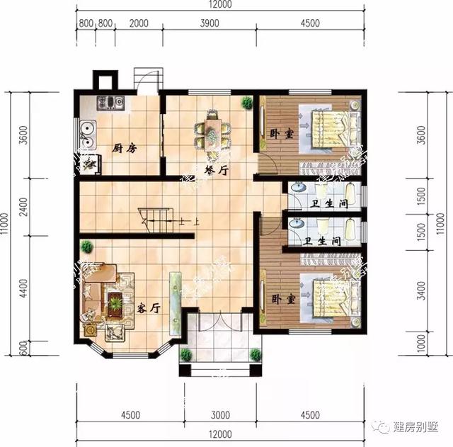 面寬12米的別墅設計圖，最便宜的主體造價20萬。