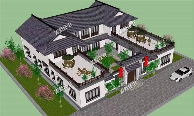 新中式四合院別墅設計圖，送給父母最舒適的環境！