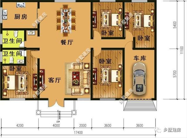 這樣1款一層中式別墅設計圖，不給父母建一套養老真是可惜了