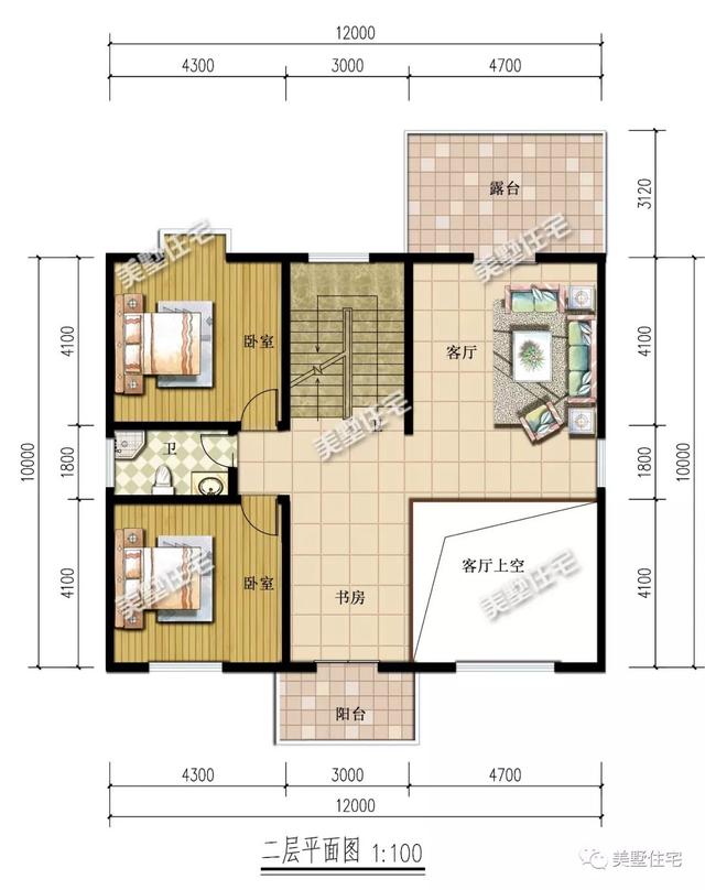5款三層別墅設計圖，客廳挑空設計，既大膽又新穎