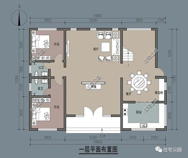 兩層別墅設計圖，經濟實用，外型美觀，布局合理。