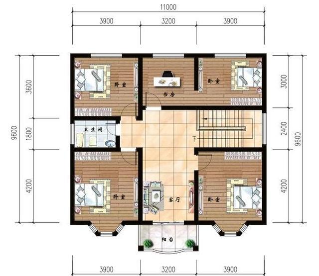 120平米的二層別墅設計圖，六室三廳帶閣樓很實用