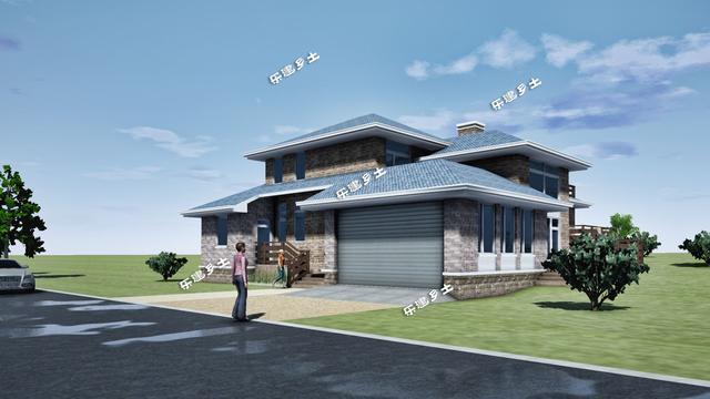 美式別墅設計圖，造型舒展，層次豐富。