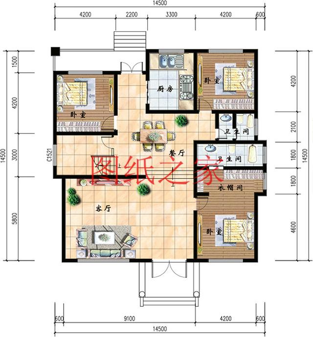 二層別墅設計圖，外觀新穎漂亮、布局科學合理，您的首選！