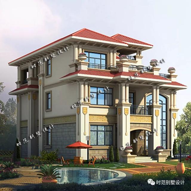 三層歐式復式別墅設計圖，挑空客廳多陽臺，讓您樂趣無窮！