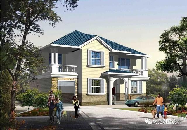 兩層歐式別墅設計圖，帶車庫，環境清幽，采光好。