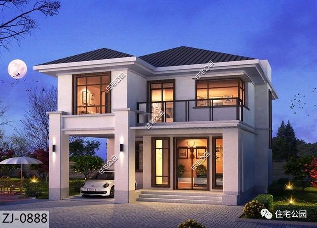 現代別墅設計圖，外觀造型簡單大方，藝術感十足。