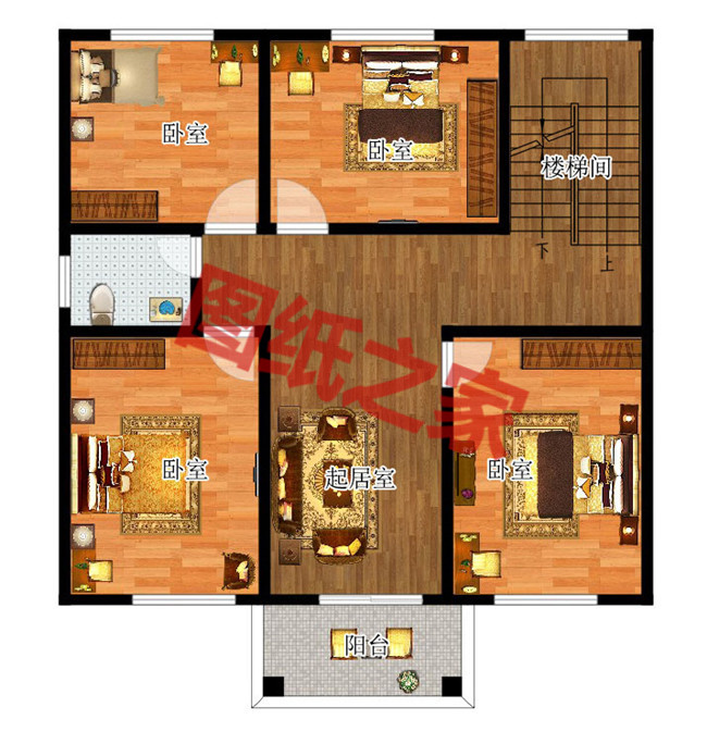 占地105平實用三層樓房別墅設計圖紙，造型方正簡單大氣