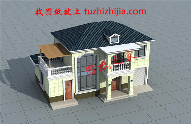 農(nóng)村二層樓簡(jiǎn)單大氣的樓房設(shè)計(jì)圖紙，帶車庫(kù)，帶露臺(tái)