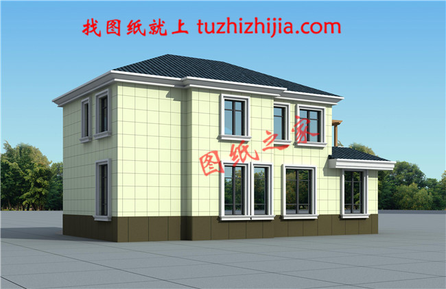 農(nóng)村二層樓簡(jiǎn)單大氣的樓房設(shè)計(jì)圖紙，帶車庫(kù)，帶露臺(tái)