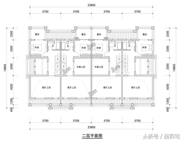 四聯排法式別墅設計圖，花園+庭院，整體造型大氣恢弘