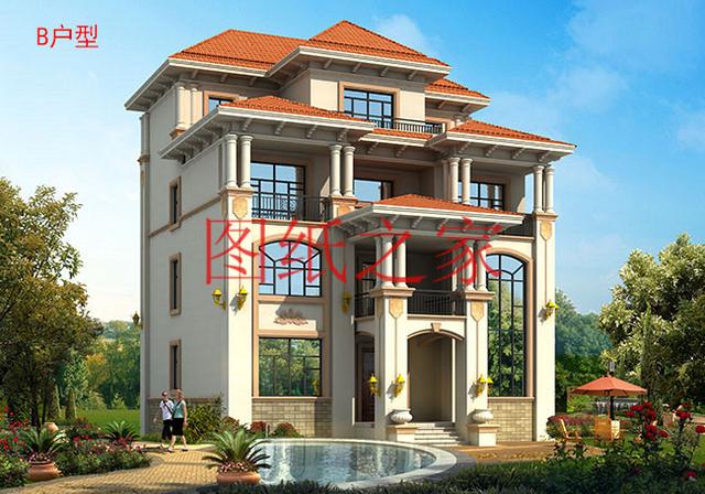 非常豪華大氣的農村四層別墅設計圖，建成之后肯定人人羨慕