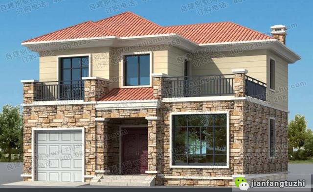 5款二層占地120㎡左右農村別墅全套設計施工圖，造價都在30萬以內