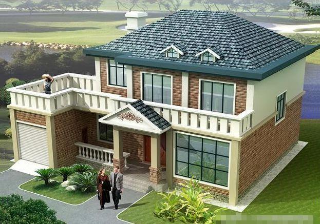 帶車庫的農村自建別墅設計圖，簡單大方，外觀耐看