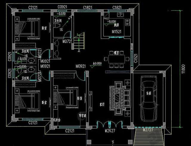 帶車庫的農村自建別墅設計圖，簡單大方，外觀耐看