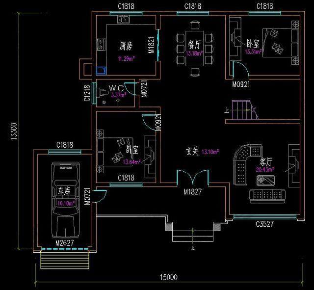 帶車庫的農村自建別墅設計圖，簡單大方，外觀耐看