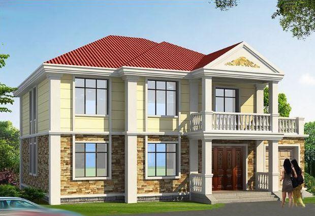 帶車庫的農村自建別墅設計圖，簡單大方，外觀耐看