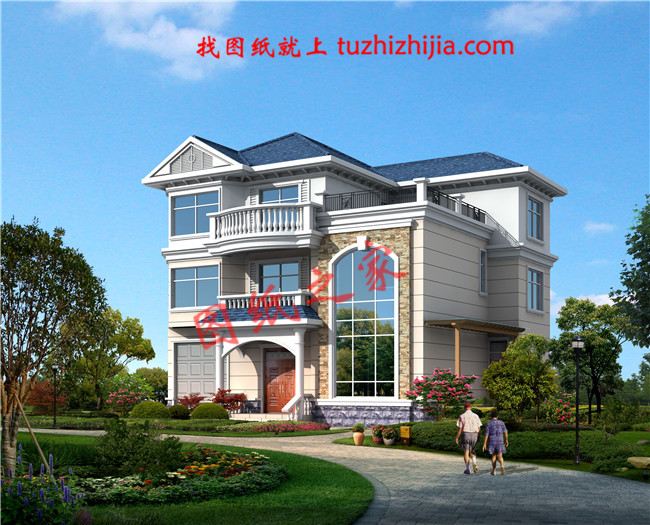 漂亮的農村三層小樓房設計圖，簡單大氣，帶車庫