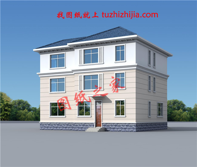 漂亮的農村三層小樓房設計圖，簡單大氣，帶車庫