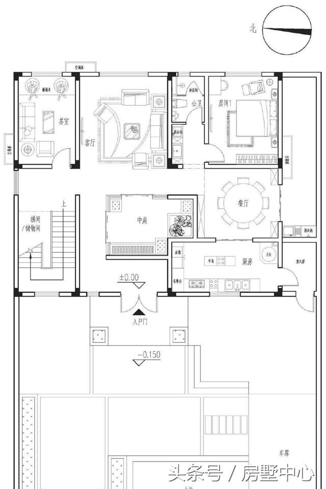 三層中式園林風格別墅設計圖，涼亭池塘應有盡有，一家人其樂融融