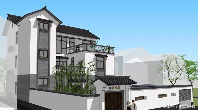 三層中式園林風格別墅設計圖，涼亭池塘應有盡有，一家人其樂融融