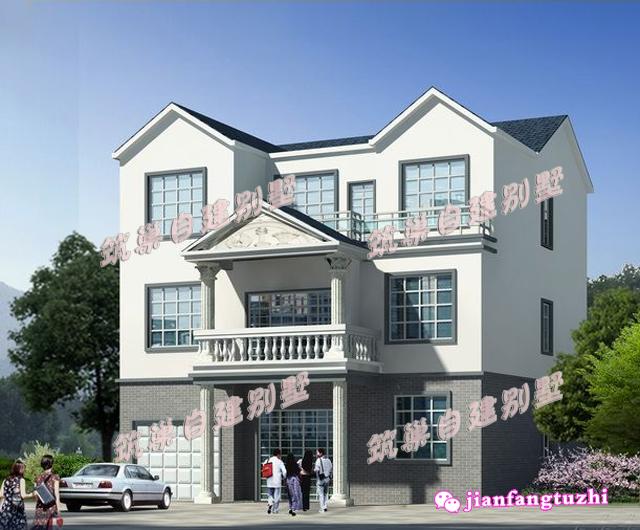 帶車庫三層新農村自建房設計圖紙及效果圖，外觀耐看，符合農村低調的生活習慣