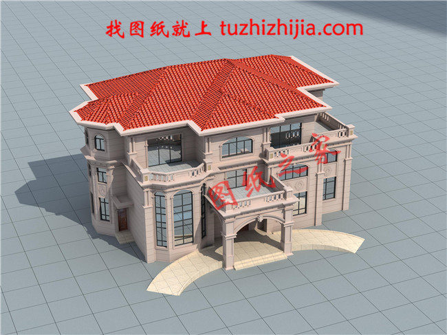 最好看大氣的豪華三層樓房設計圖,客廳中空,旋轉樓梯