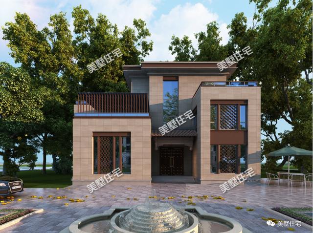 不規(guī)則宅基地建的中式別墅設(shè)計圖，開間10.74米，進(jìn)深17.64米，造價40萬