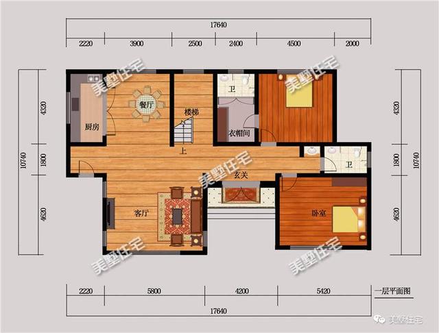 不規(guī)則宅基地建的中式別墅設(shè)計圖，開間10.74米，進(jìn)深17.64米，造價40萬