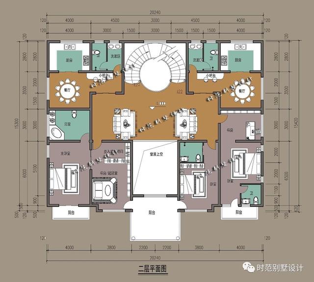 復式四層雙拼中式別墅，帶旋轉樓梯和露臺，是大家庭的最佳選擇