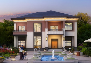 2023二層農村新款別墅圖片及施工圖，新中式風格古典大氣