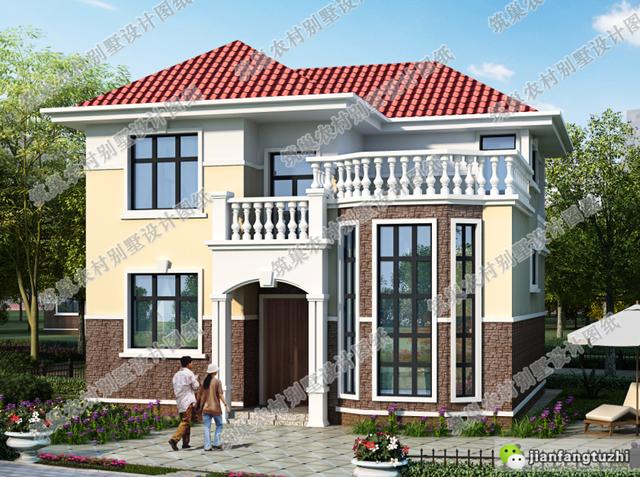 帶挑空客廳+露臺二層自建別墅設(shè)計圖紙，雍容華貴、浪漫典雅