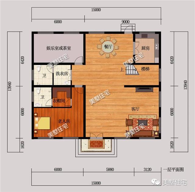 農(nóng)村二層別墅設(shè)計圖，4室2廳+娛樂室+陽光房，布局好，居住舒適