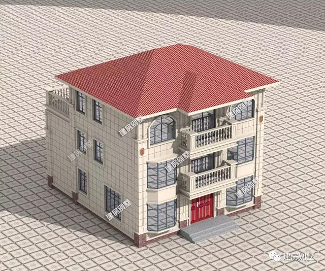 農村別墅設計圖，10.5×13.5米，外觀對稱設計，一種別樣的美麗