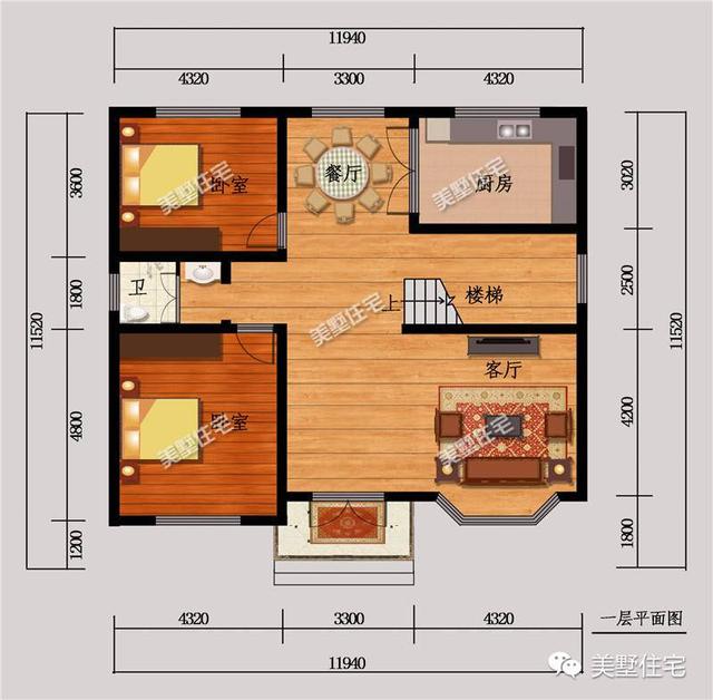 開間11米二層簡歐風格別墅設計圖，造價23萬左右，功能設計齊全