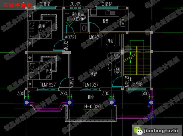 四層小戶型農(nóng)村自建房全套CAD設(shè)計(jì)施工圖，6廳7臥，主體造價(jià)30萬(wàn)左右