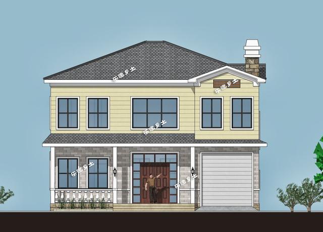 二層鄉村自建房設計圖，戶型方正，造型簡潔大方，居住舒適，適合在農村建造