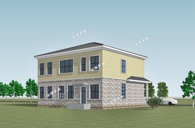 二層鄉村自建房設計圖，戶型方正，造型簡潔大方，居住舒適，適合在農村建造