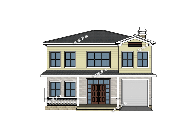 二層鄉村自建房設計圖，戶型方正，造型簡潔大方，居住舒適，適合在農村建造