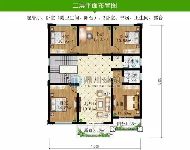 三層農村別墅設計圖，7臥+健身房+雙露臺，最大程度上滿足了生活需要