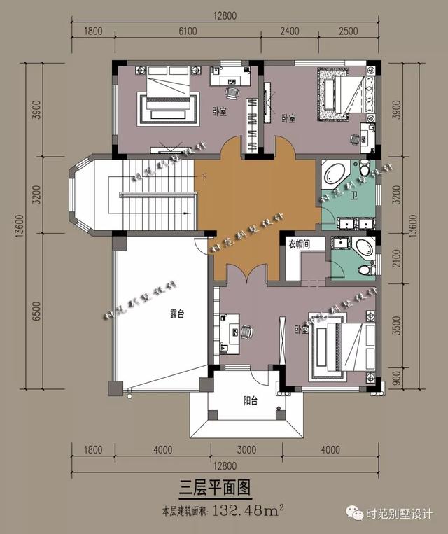 歐式三層復式別墅設計圖，7室3廳，帶大露臺附裝修效果圖