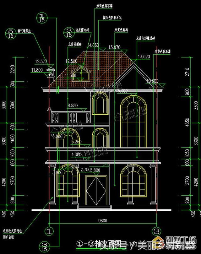 三層意大利風格占地140平框架結構農村自建房全套設計施工效果圖