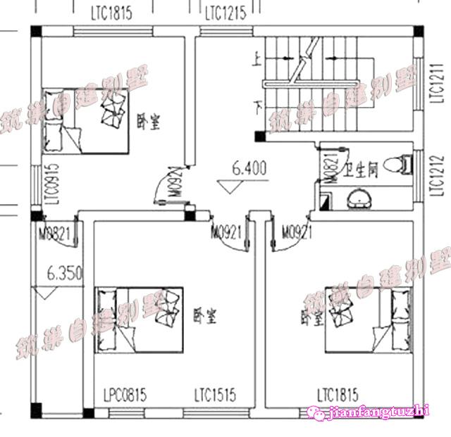 復古中式農村四層別墅房屋設計圖紙，占地面積不足100平米